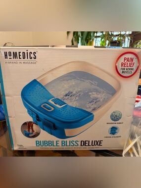 Homedics Bubble Bliss Deluxe Foot Bath Spa in Blue and White